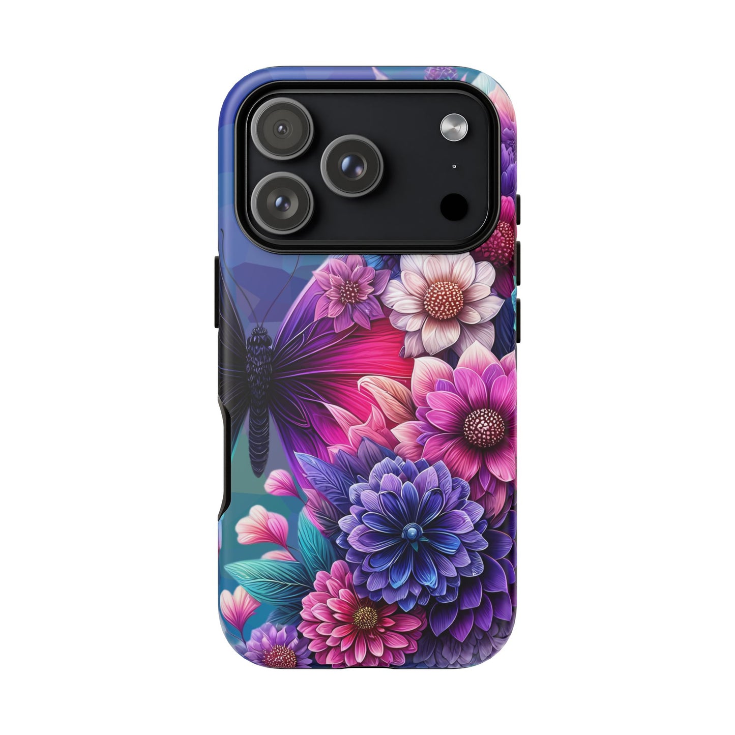 Butterfly Bloom Tough Phone Case — Vibrant Purple Blossom Protective Cover