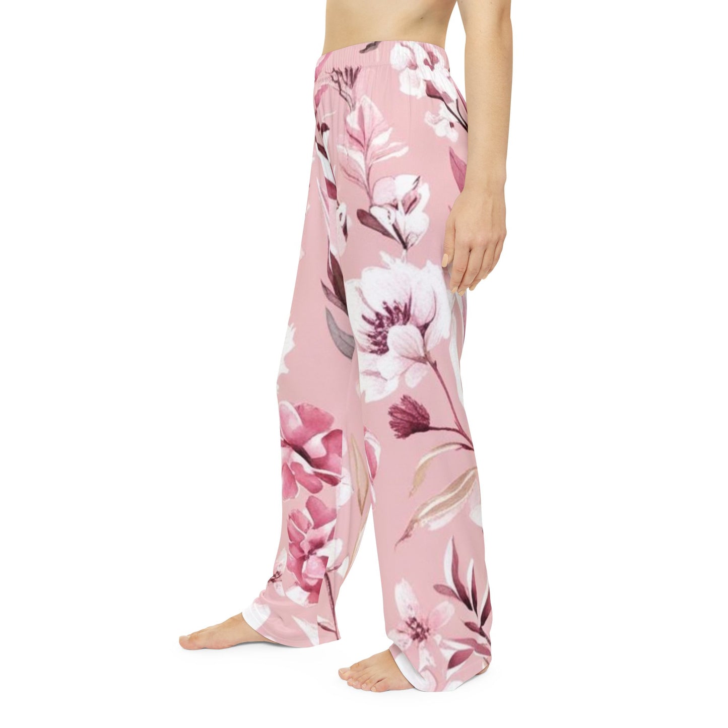 Pink & White Floral Women's Pajama Pants (AOP)