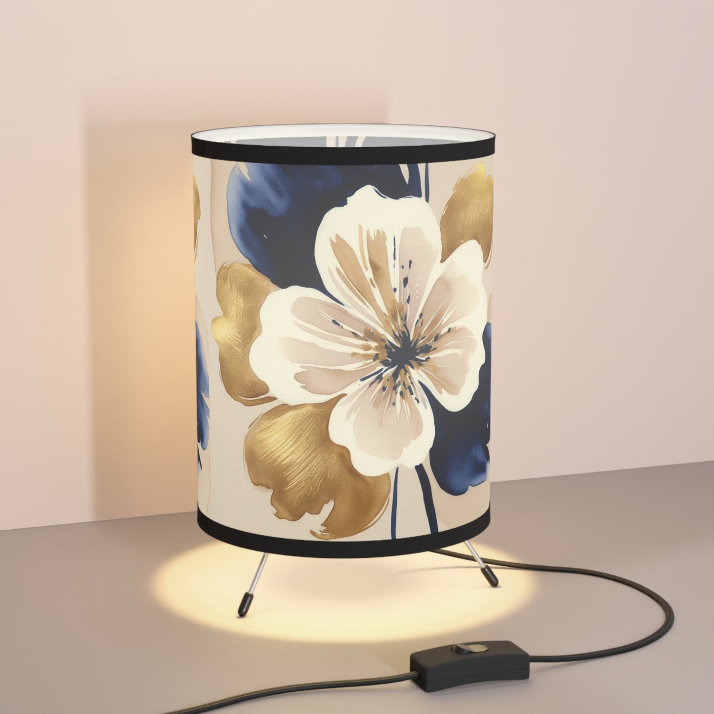 Abstract Floral Tripod Lamp