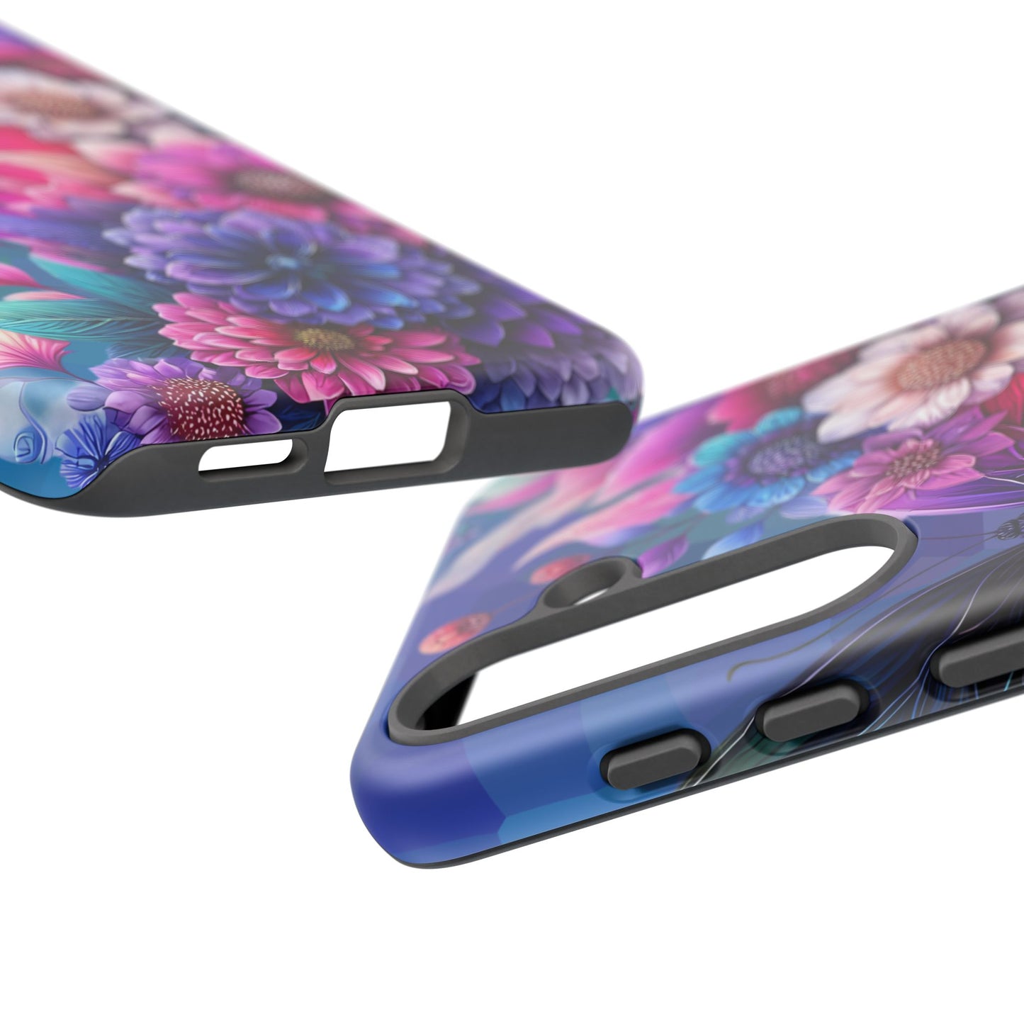 Butterfly Bloom Tough Phone Case — Vibrant Purple Blossom Protective Cover