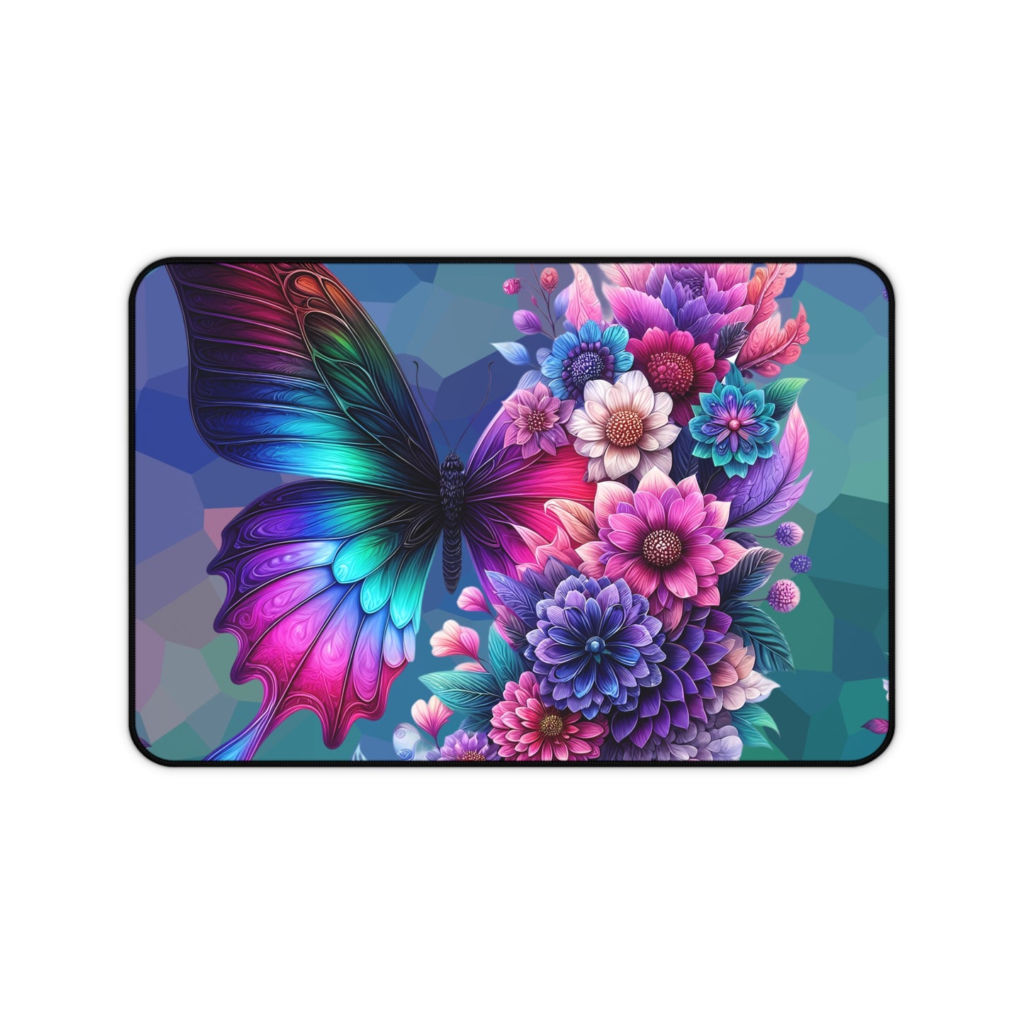 Butterfly Bloom Desk Mat — Vibrant Floral RGB Mousepad for Gamers & Creatives