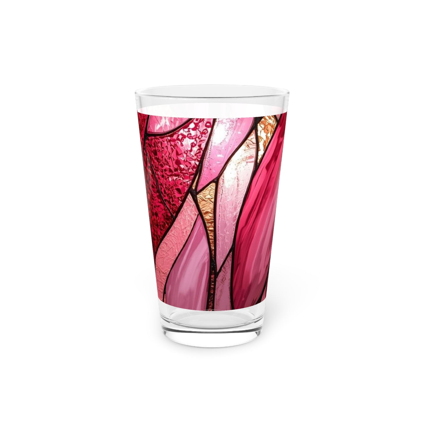 Rose Allure Stained Glass Pint Glass (16 oz) - Floral Abstract Beer Glass, Romantic Gift for Her