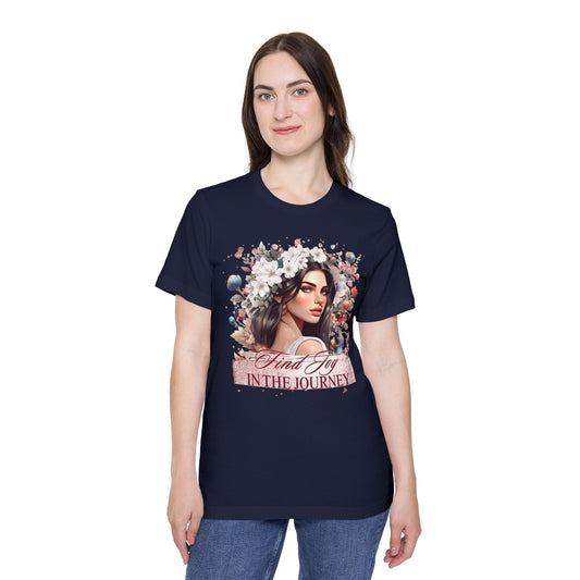Portrait Graphic T-Shirt 'Find Joy in the Journey' Floral Portrait T-Shirt