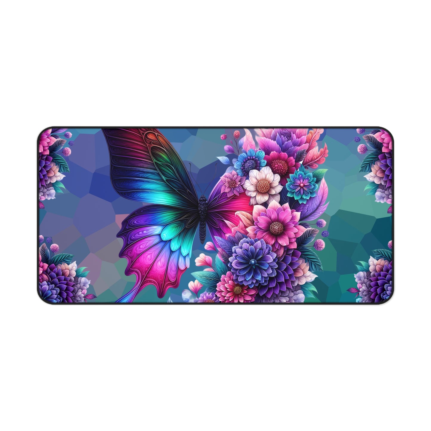 Butterfly Bloom Desk Mat — Vibrant Floral RGB Mousepad for Gamers & Creatives