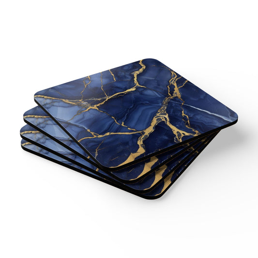 Indigo Marble Corkwood Coaster Set