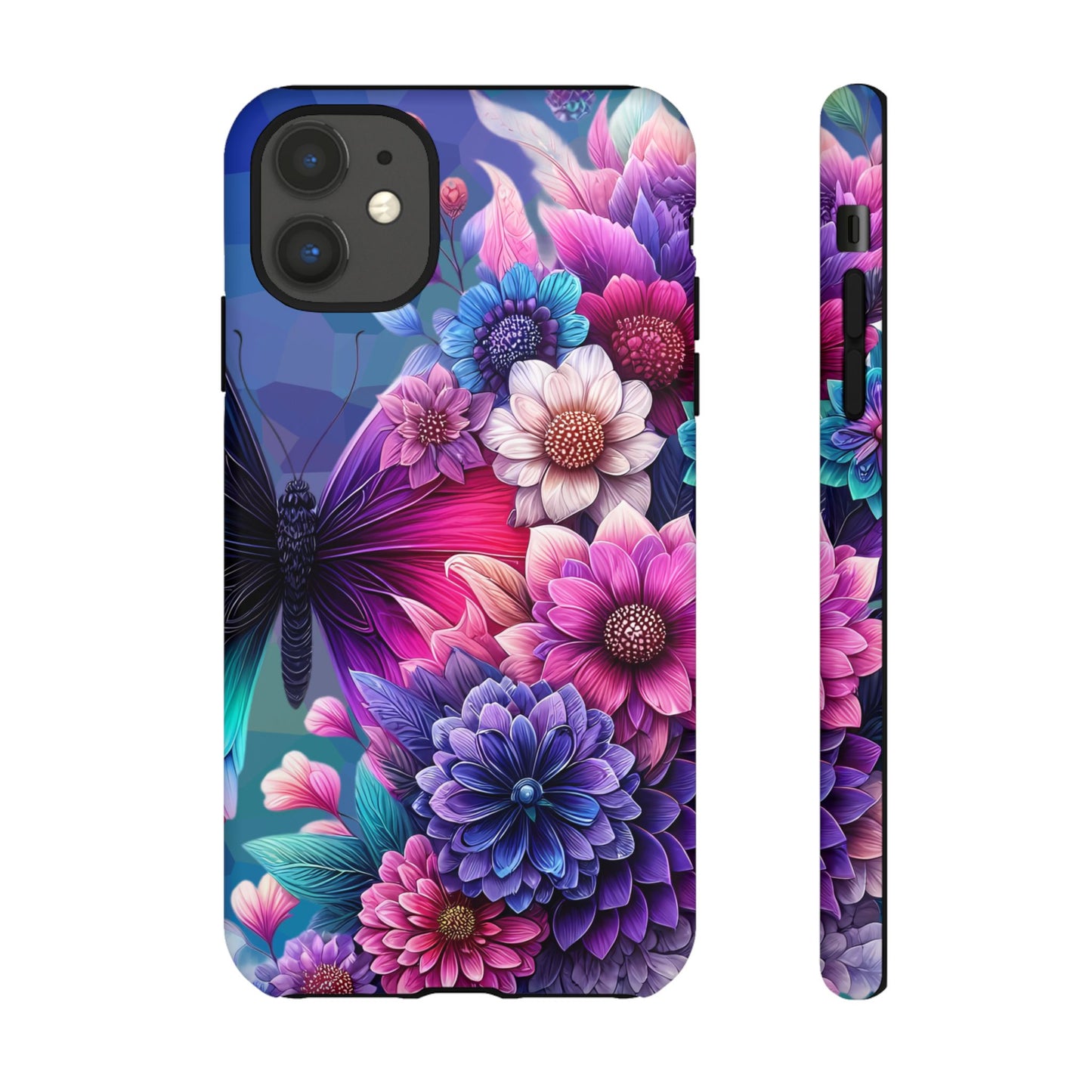 Butterfly Bloom Tough Phone Case — Vibrant Purple Blossom Protective Cover