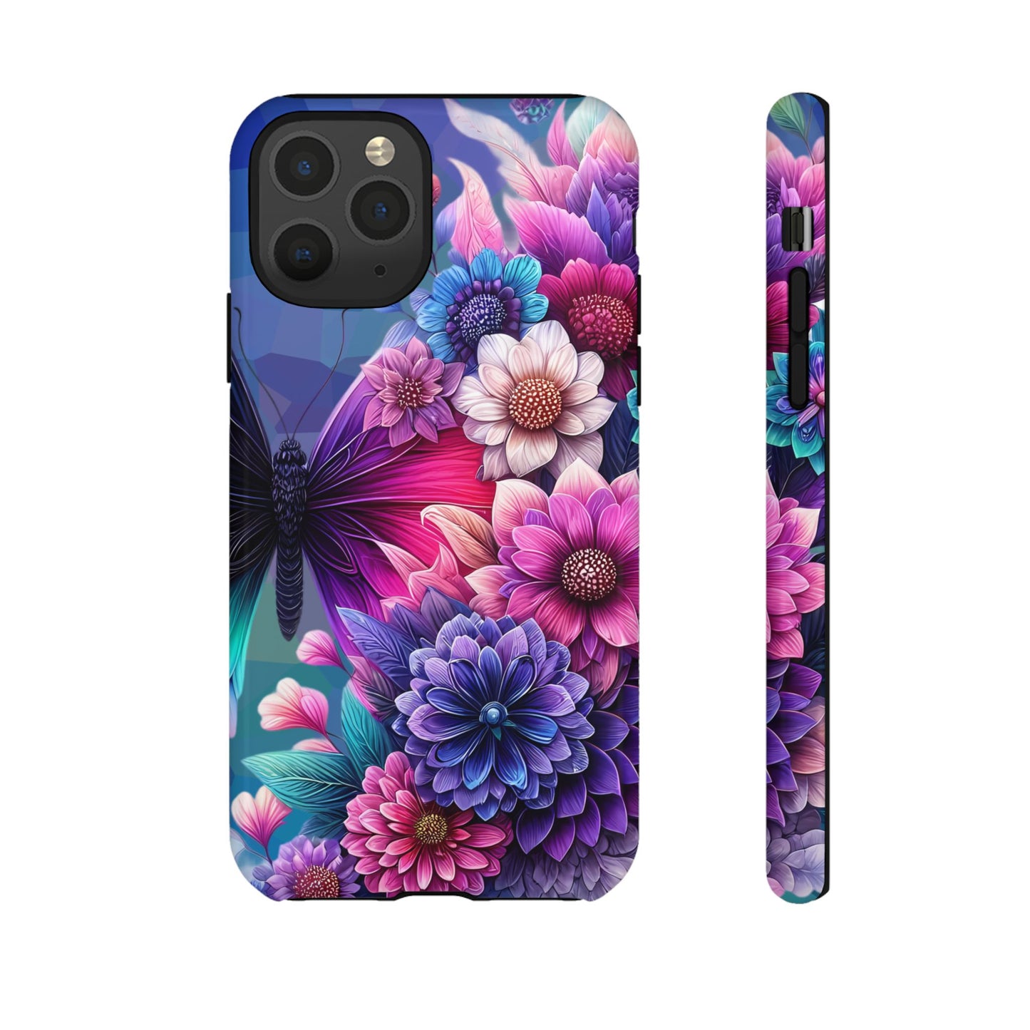 Butterfly Bloom Tough Phone Case — Vibrant Purple Blossom Protective Cover