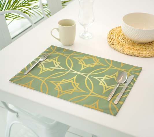 Gilded Geometric - Sage & Gold Placemats