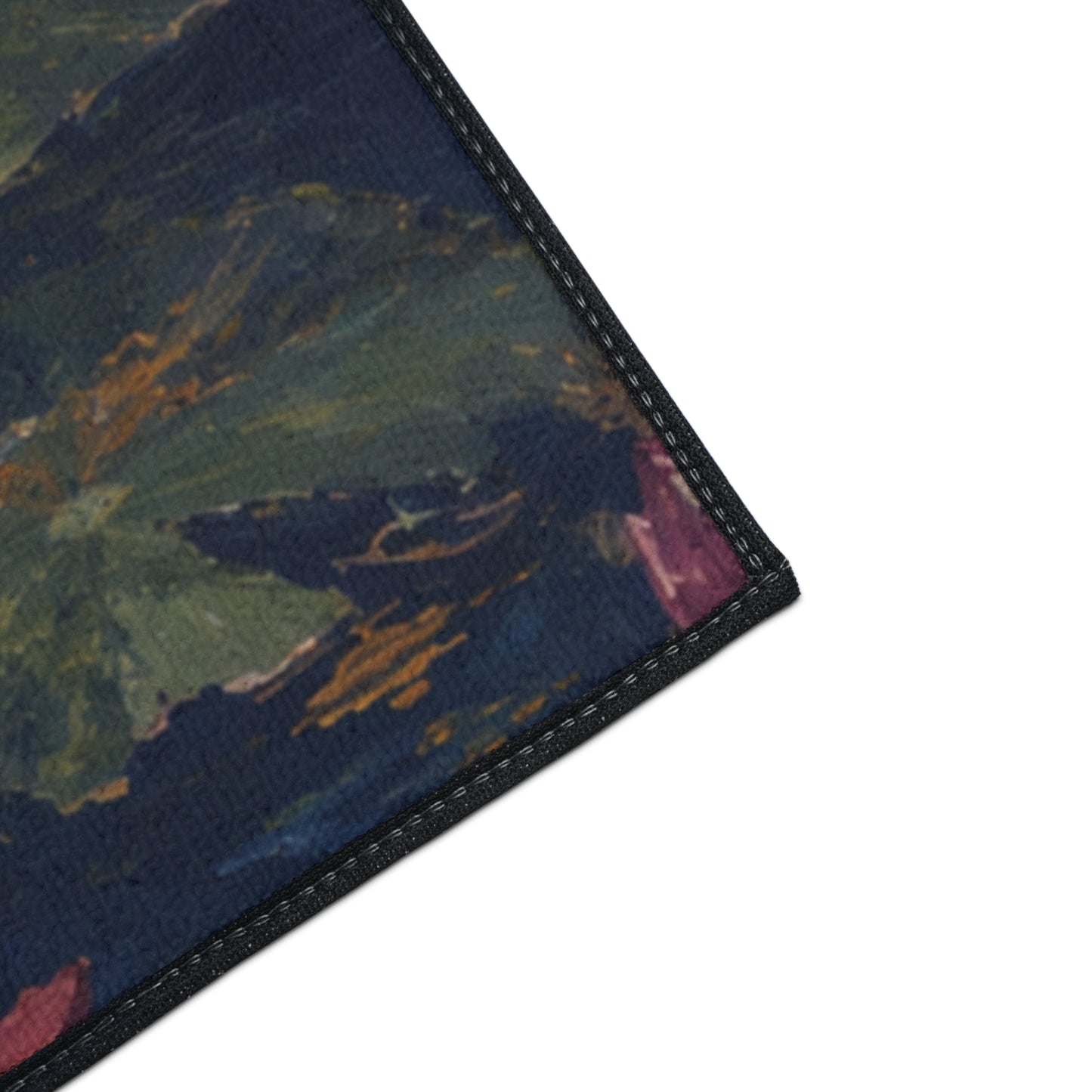 Dark Blue Lotus Pond Heavy-Duty Floor Mat — Durable Entryway Rug