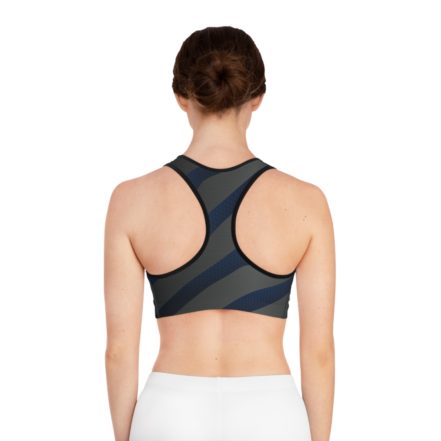 Dark Gray/Blue Sports Bra (AOP)