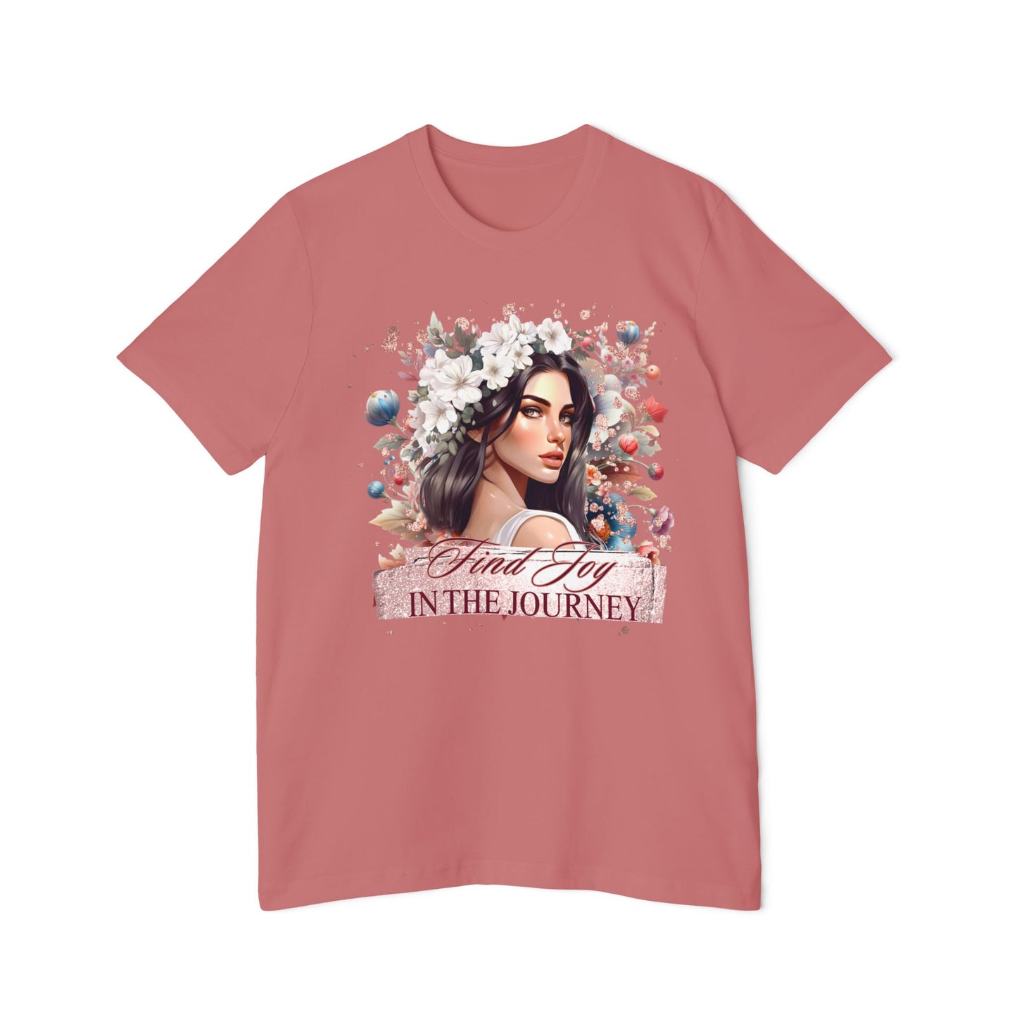 Portrait Graphic T-Shirt 'Find Joy in the Journey' Floral Portrait T-Shirt