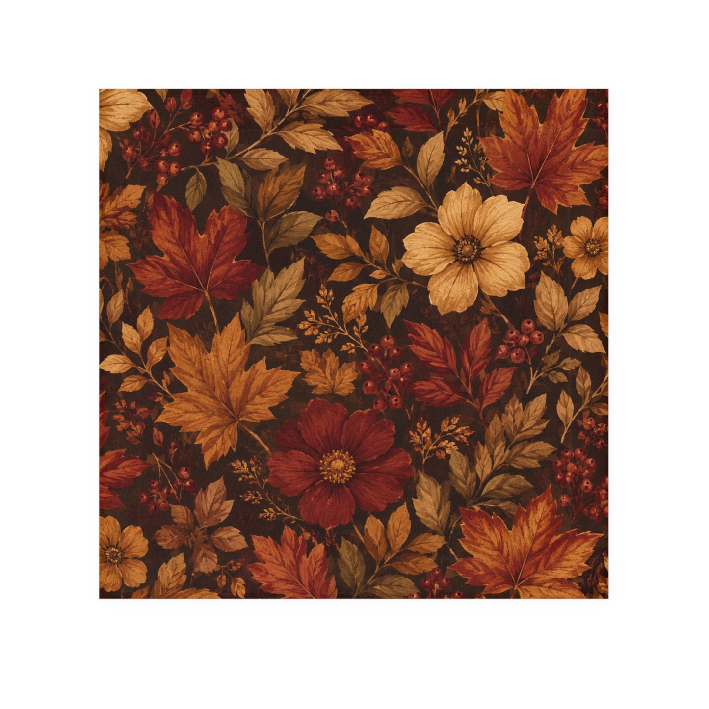 Rustic Fall Face Towel – Leaves & Flowers