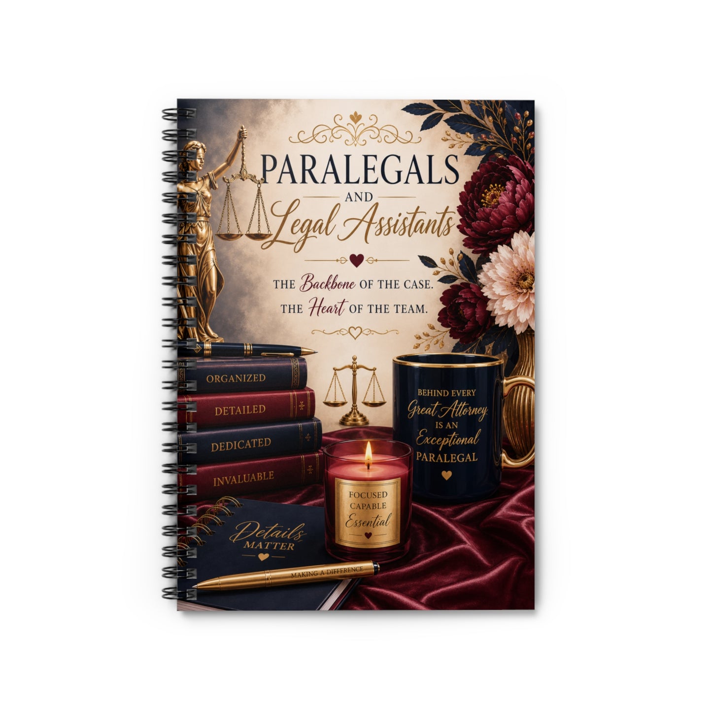 Attorney Paralegals & Legal Assistants Spiral Notebook — 'Backbone of the Case' Ruled Journal