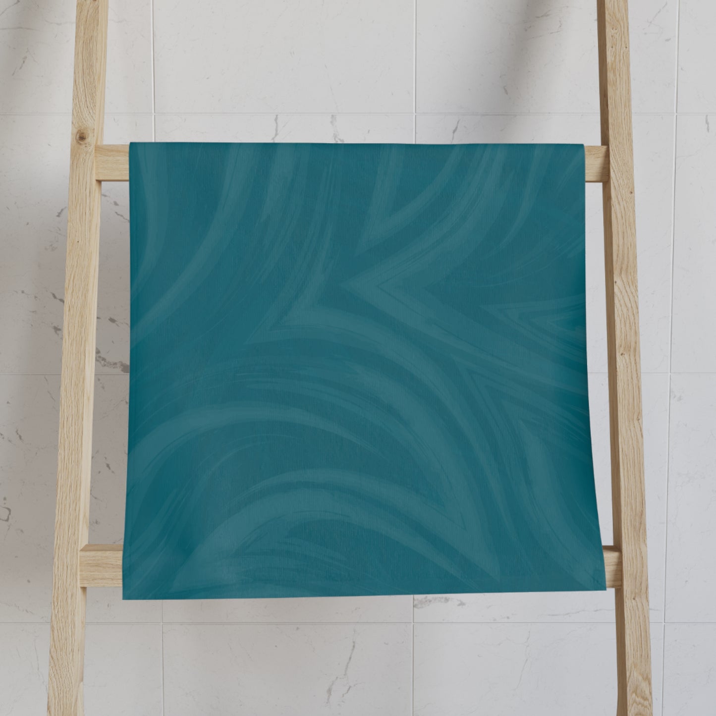 Teal Wave Hand Towel — Soft Abstract Pattern Bathroom & Kitchen Towel