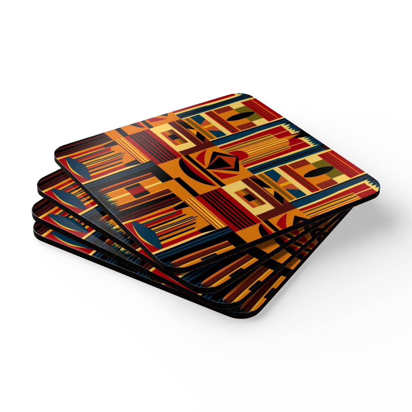 African Canvas 2 Corkwood Coaster Set