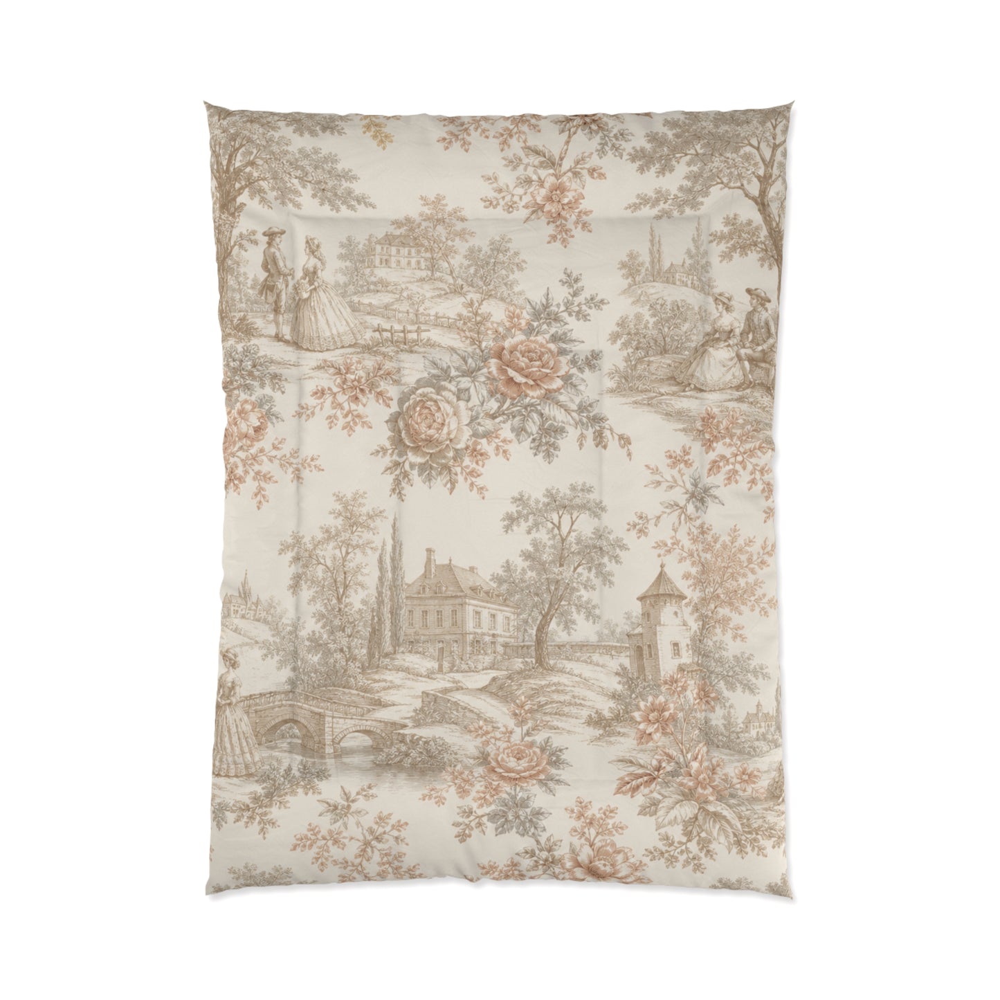 Château Rosé Comforter — Neutral Floral Cottage Bedding