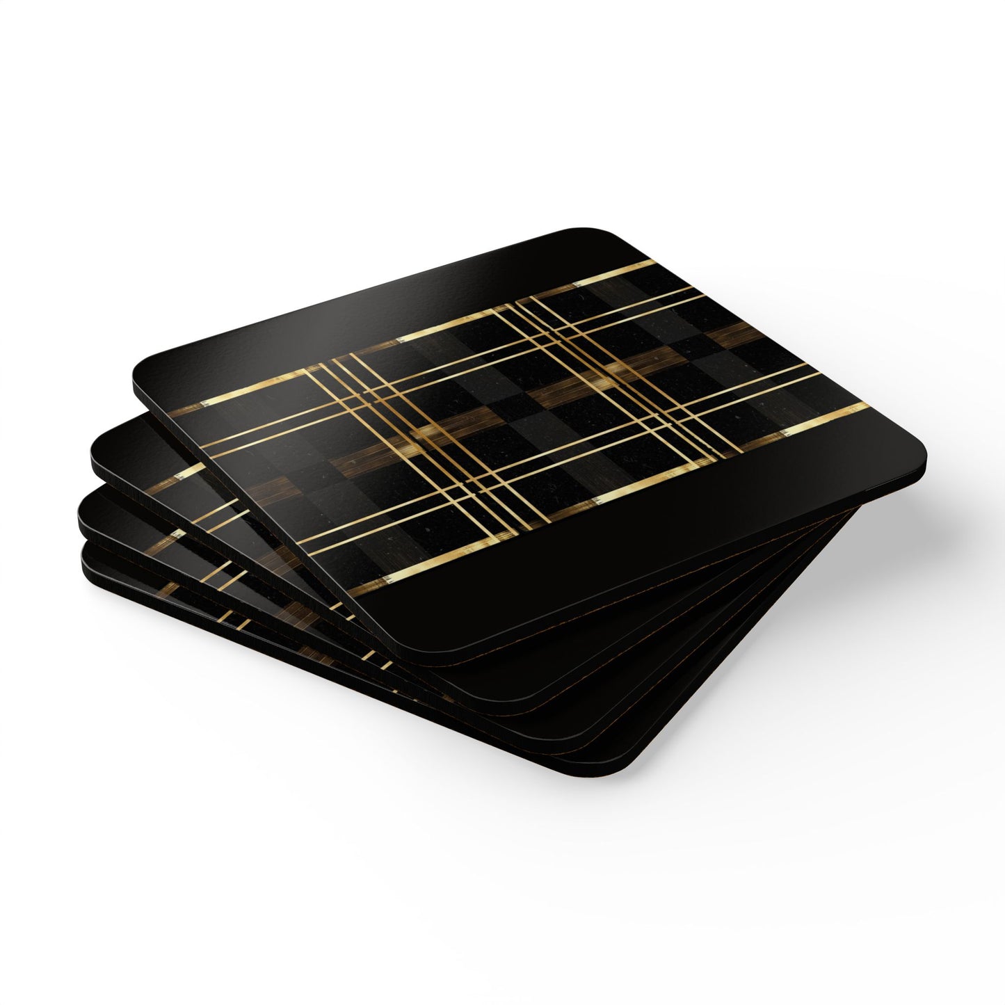 Nori & Gold Glam Corkwood Coaster Set