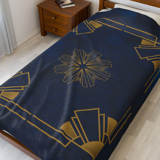 Midnight Luxe (Cobalt Blue) Velveteen Plush Blanket