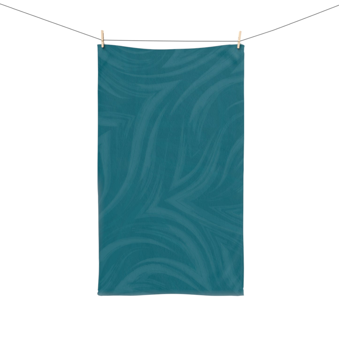 Teal Wave Hand Towel — Soft Abstract Pattern Bathroom & Kitchen Towel