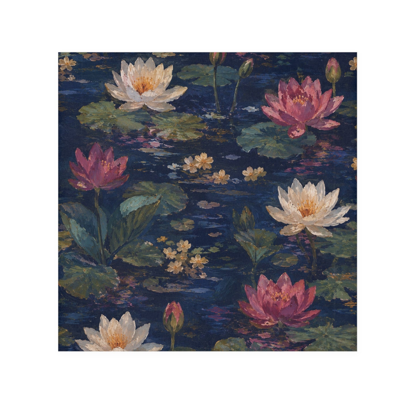Dark Blue Lotus Pond Cotton Face Towel for Bathroom & Spa