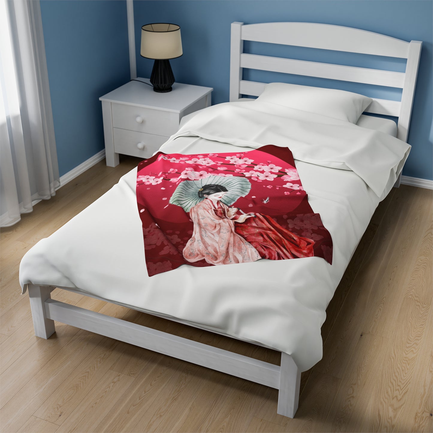 Cherry Blossoms Cherry Moon Velveteen Plush Blanket