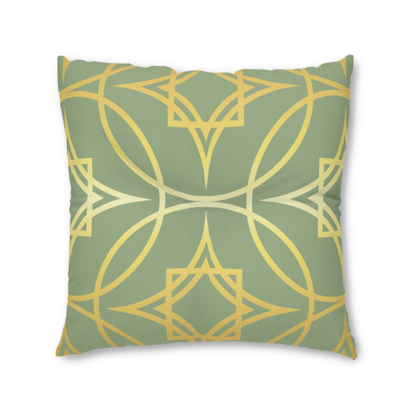 Gilded Geometric Sage & Gold Tufted Floor Pillow