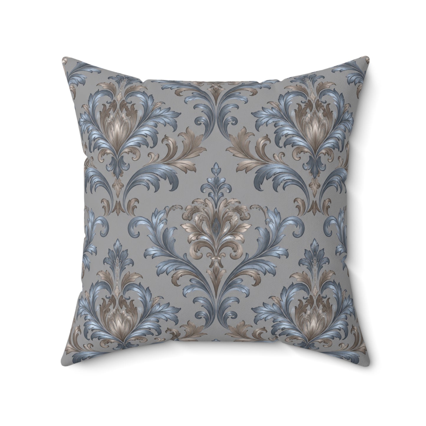 Elegant Blue Gray Damask Throw Pillows