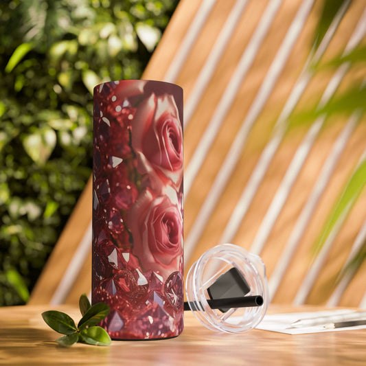Pink Diamonds & Petals Maars Maker Skinny Matte Tumbler, 20oz