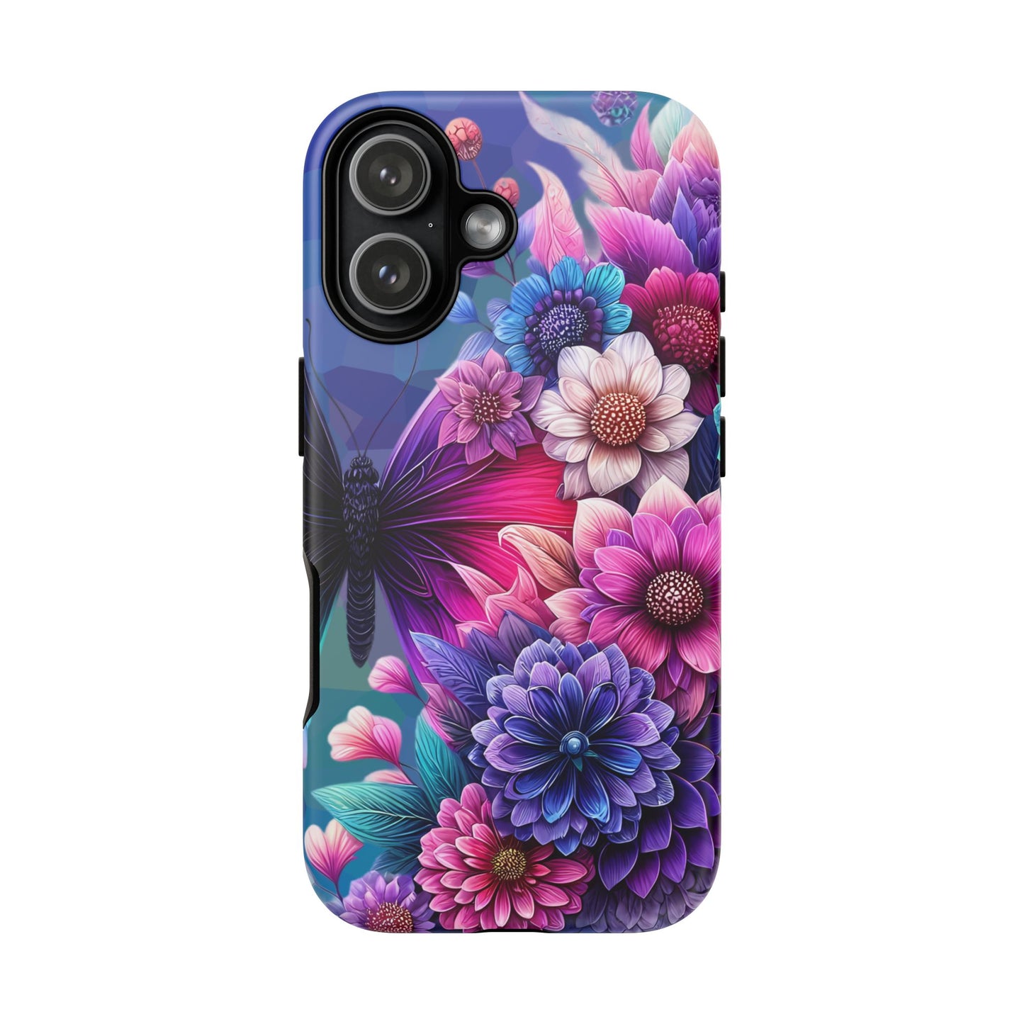Butterfly Bloom Tough Phone Case — Vibrant Purple Blossom Protective Cover
