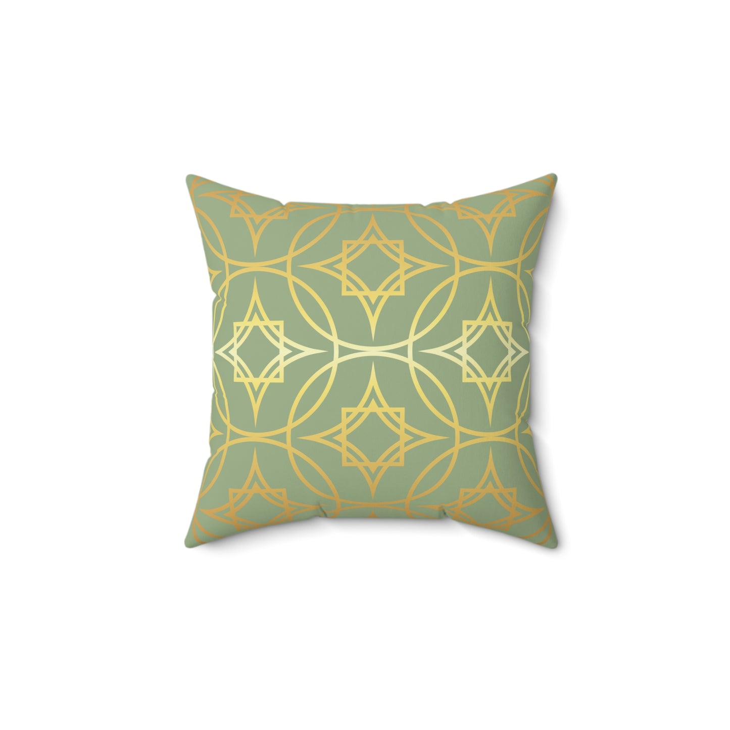 Gilded Geometric Decorative Pillow — Sage Green & Gold Luxe Throw Pillow