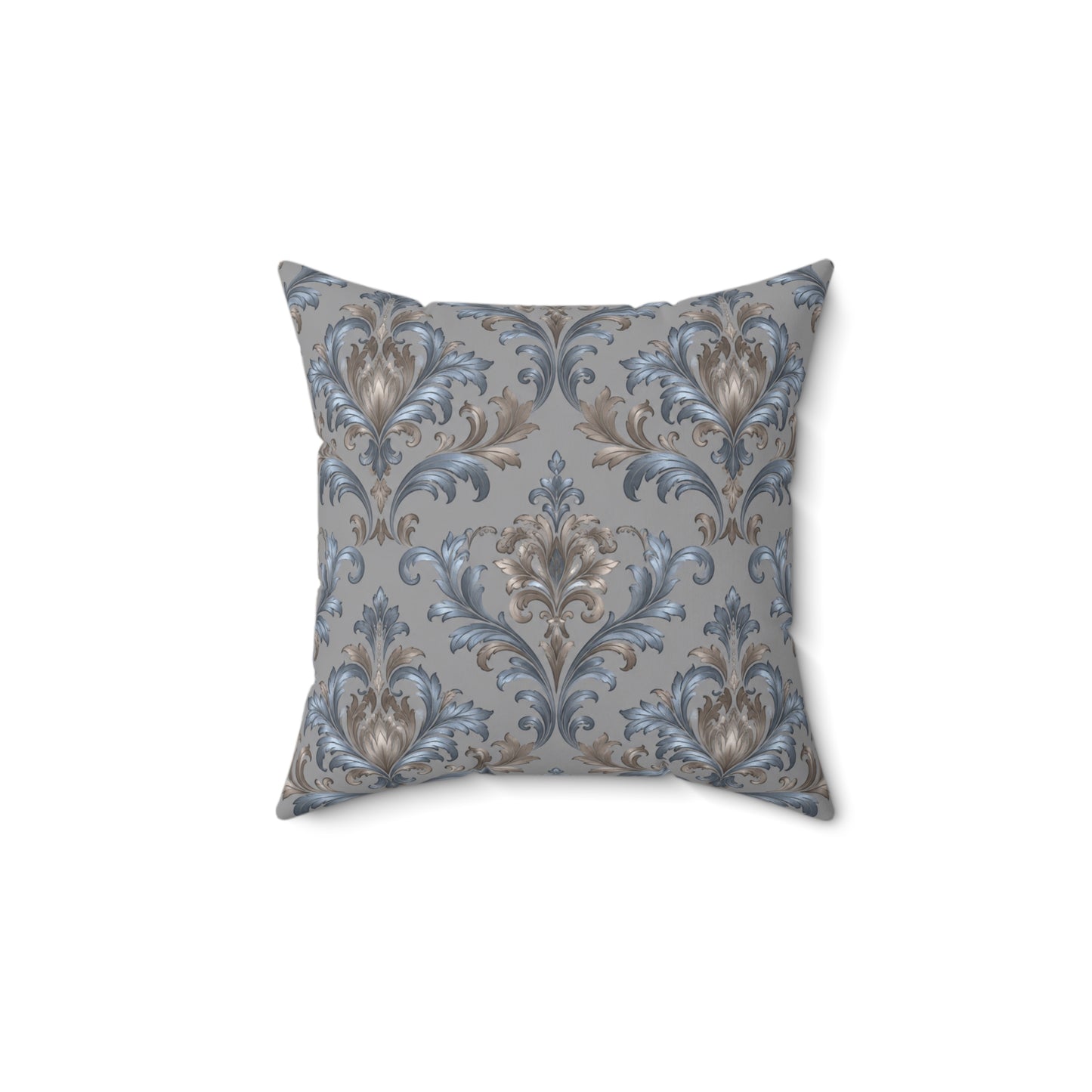 Elegant Blue Gray Damask Throw Pillows