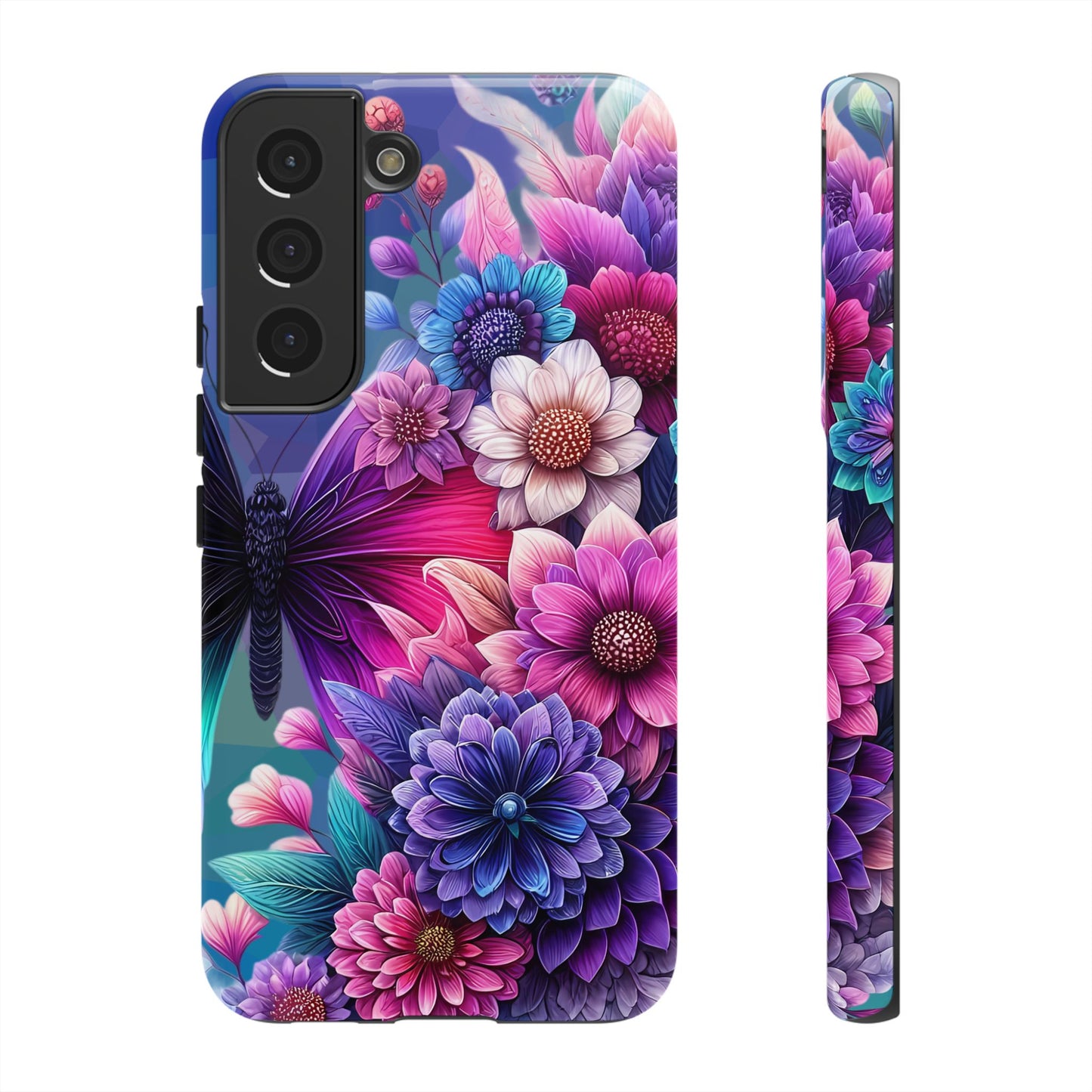Butterfly Bloom Tough Phone Case — Vibrant Purple Blossom Protective Cover