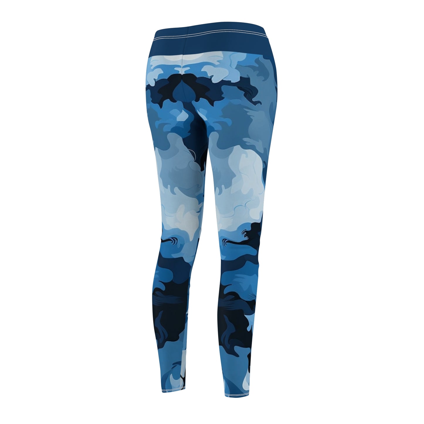 Blue/Gray Camo Women's Cut & Sew Casual Leggings (AOP)