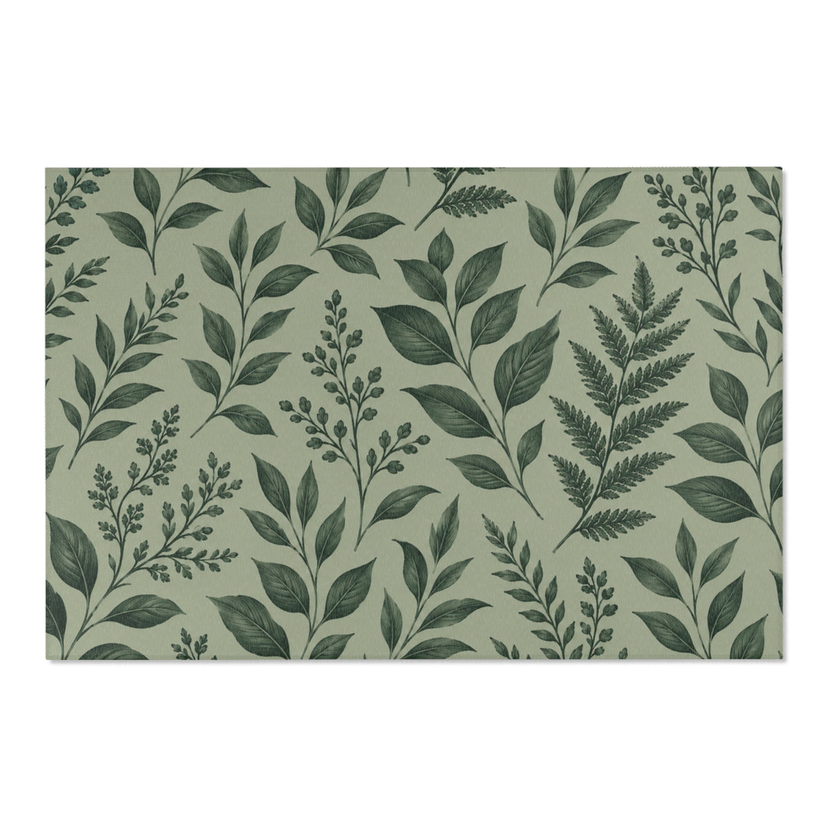 Botanical Green Area Rug – Sage Green Floral Pattern