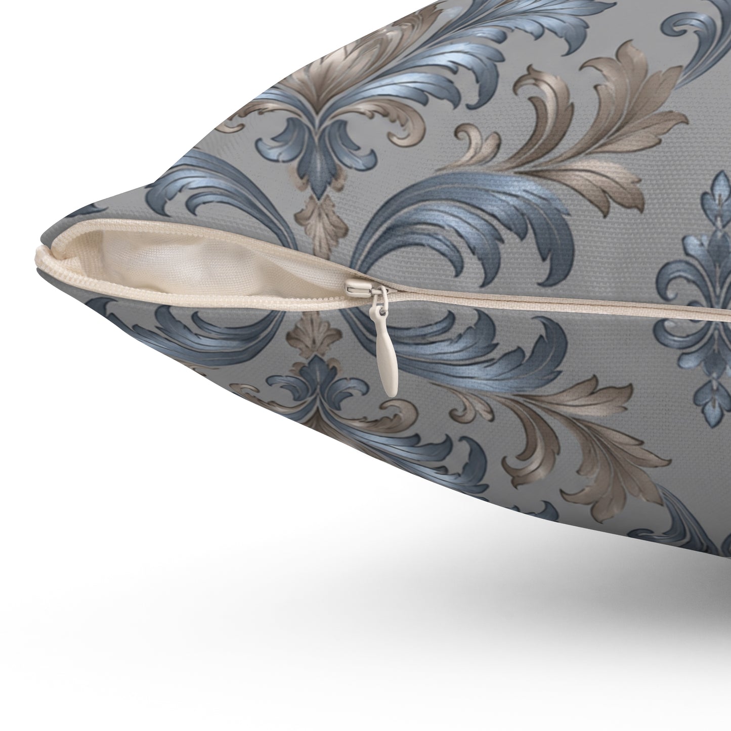 Elegant Blue Gray Damask Throw Pillows
