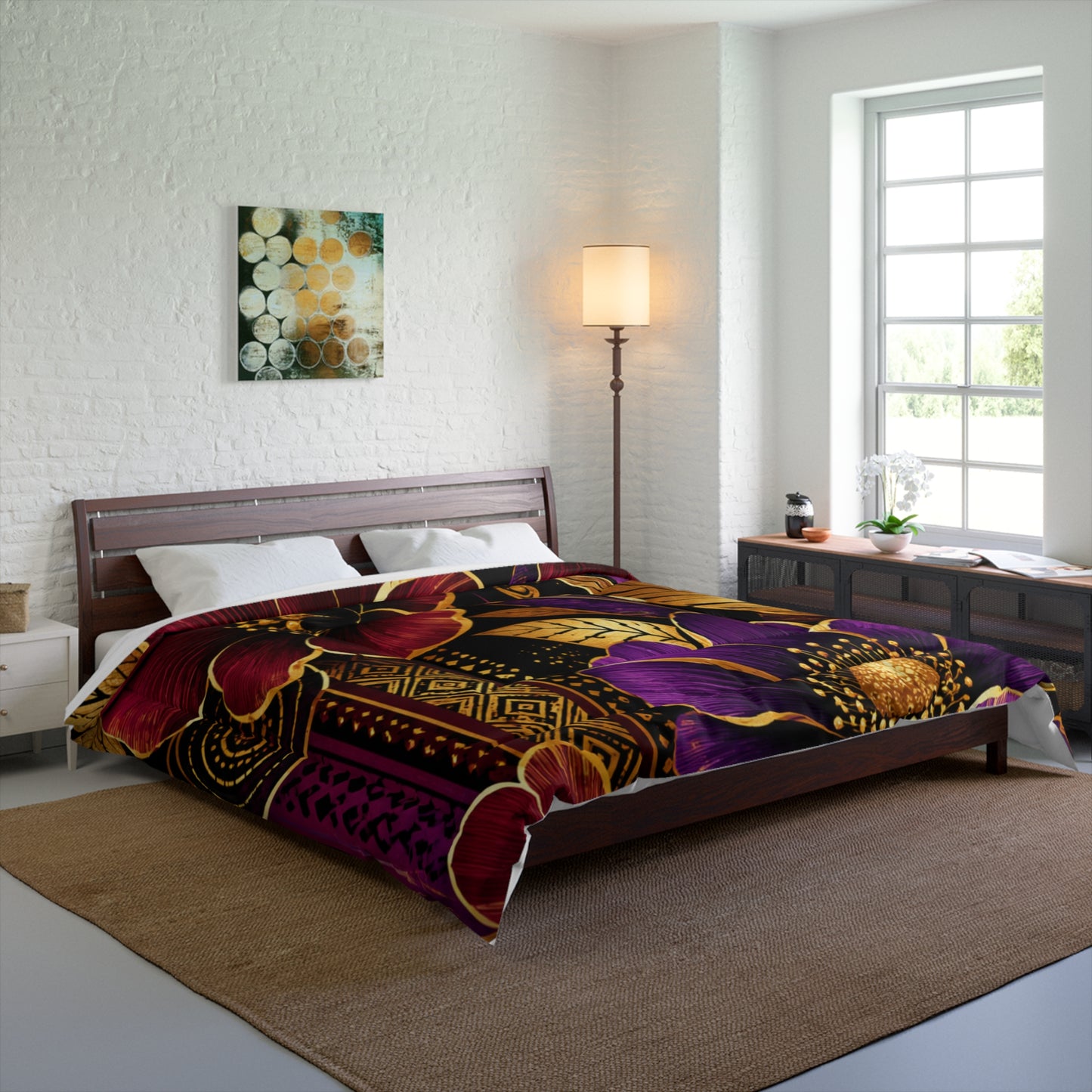 Zuri Garden Comforter - Purple & Burgundy Gold Garden Bedding