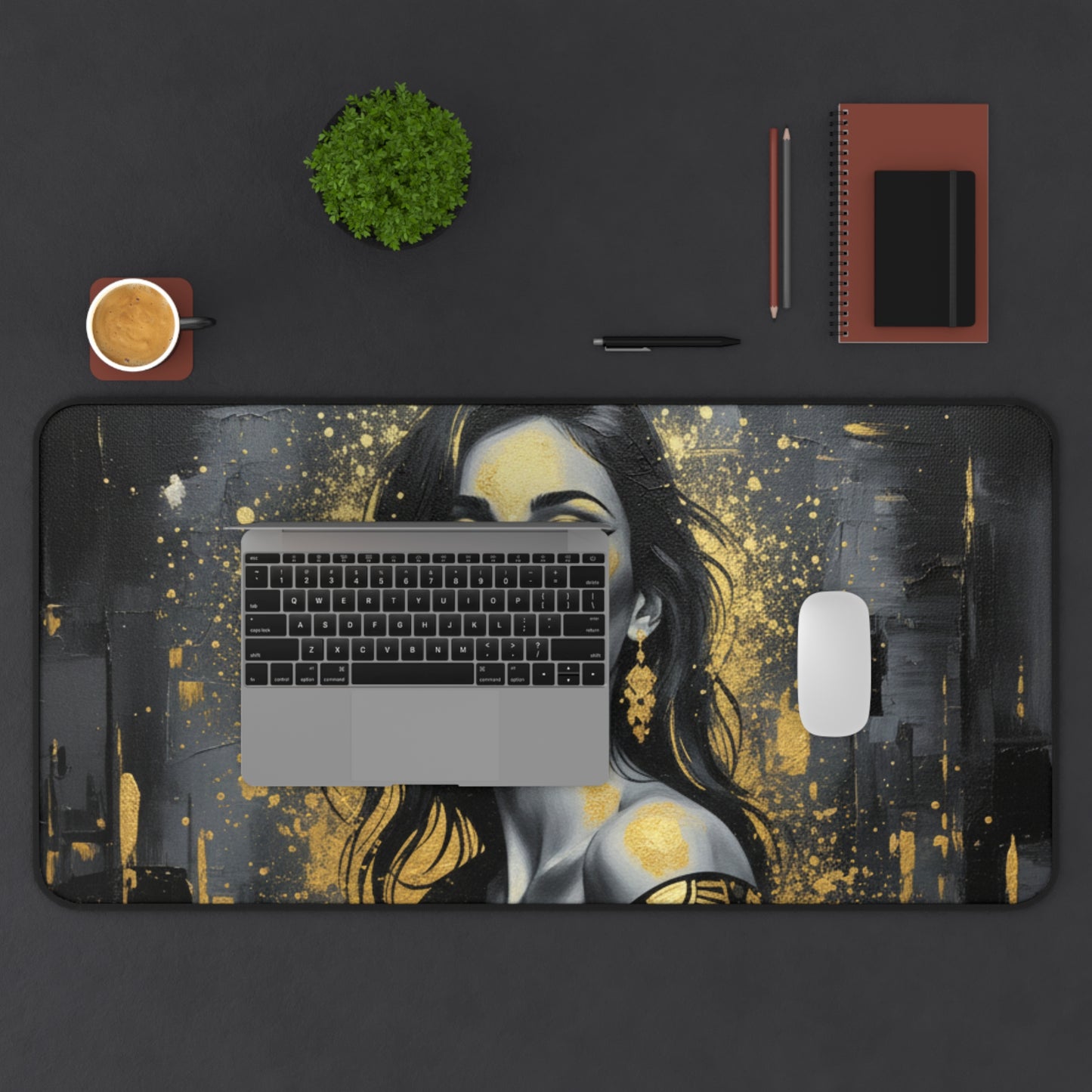 Glam Girl (Gold/Black) Desk Mat