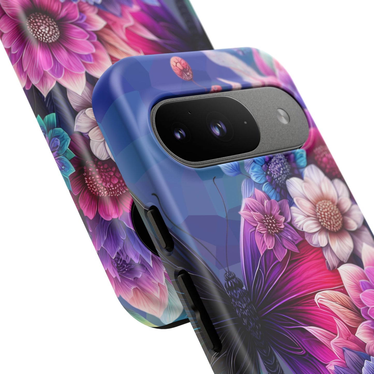 Butterfly Bloom Tough Phone Case — Vibrant Purple Blossom Protective Cover