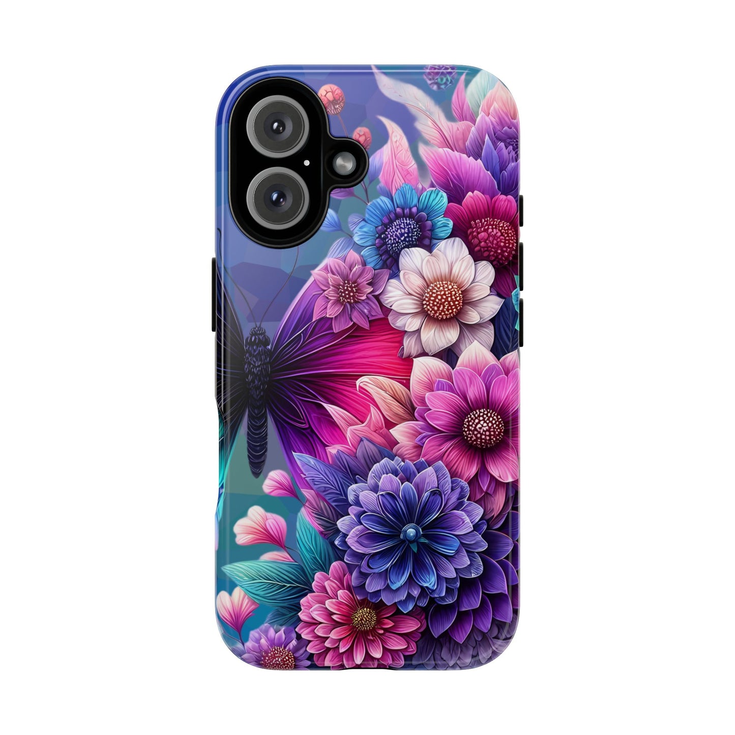 Butterfly Bloom Tough Phone Case — Vibrant Purple Blossom Protective Cover