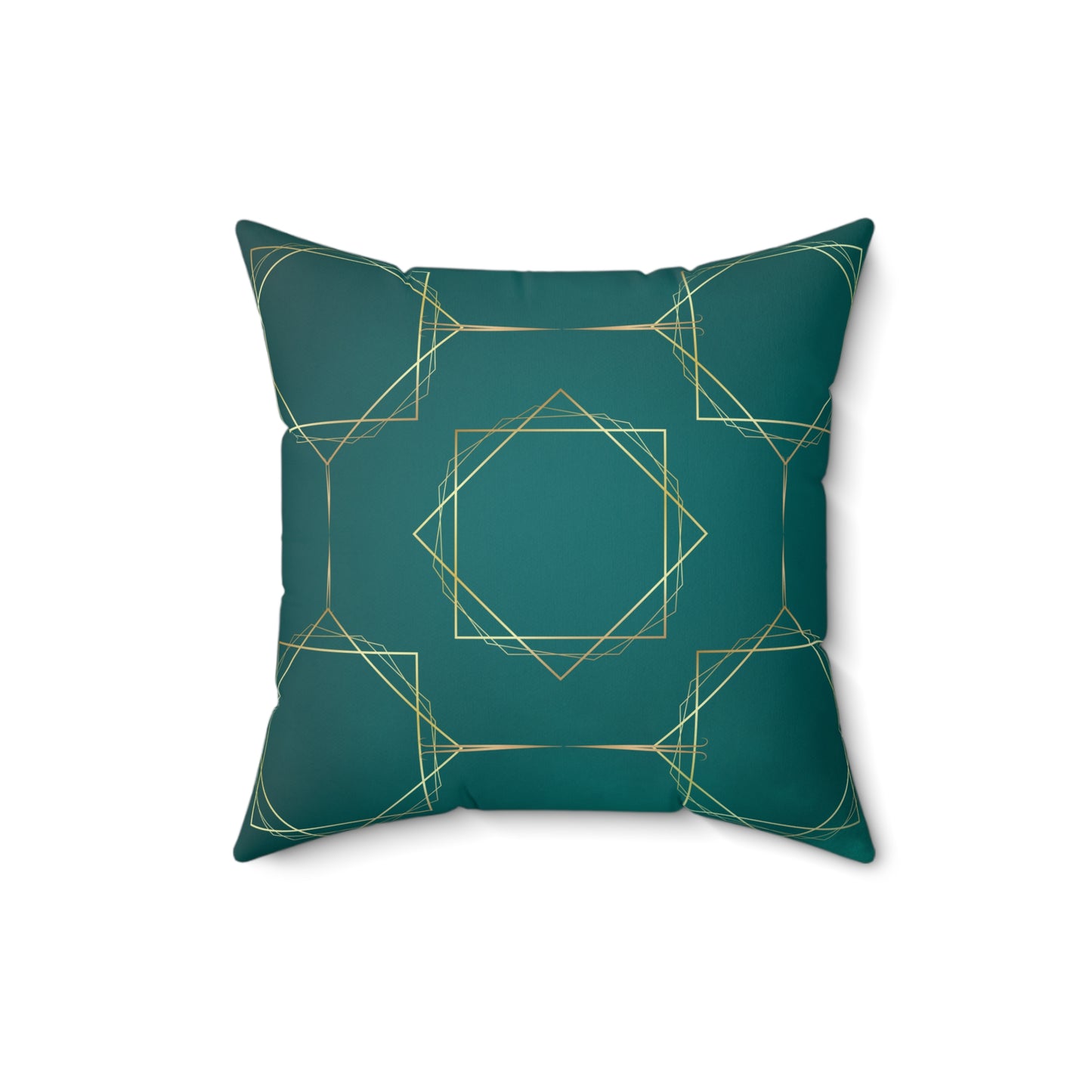 Gilded Elegance (Dark Teal) Polyester Square Pillow