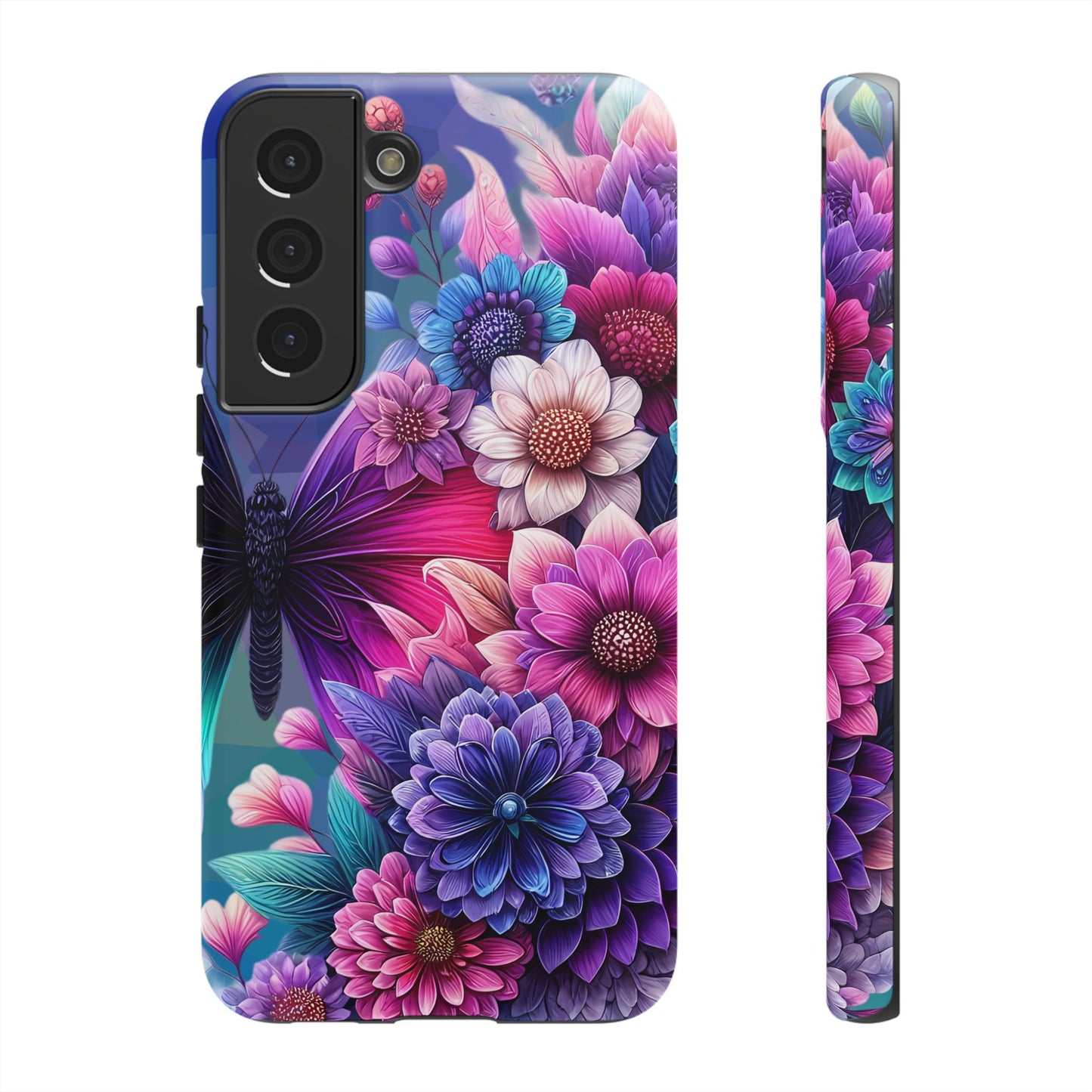 Butterfly Bloom Tough Phone Case — Vibrant Purple Blossom Protective Cover