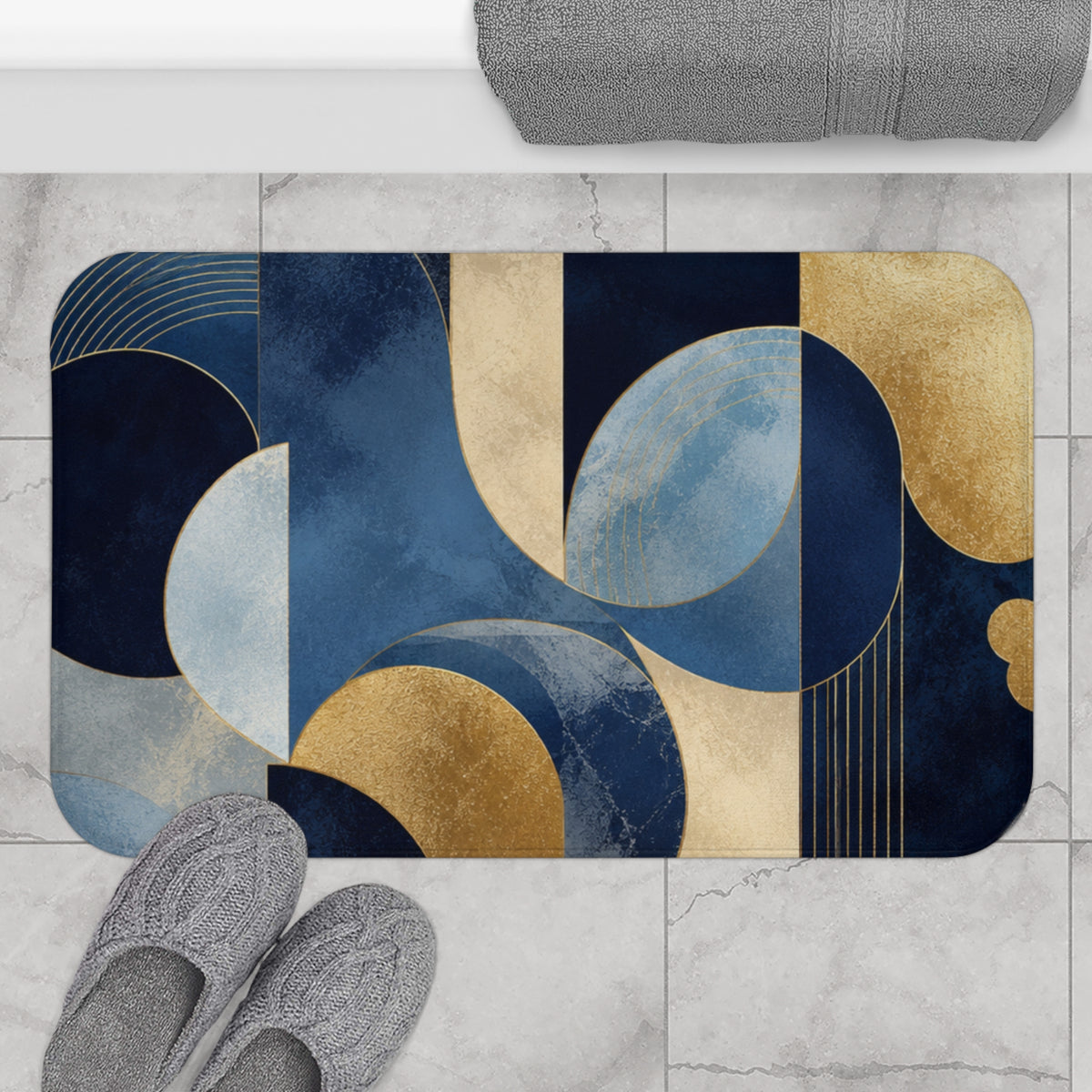 Azure Opulence Bath Mat — Modern Decorative Bathroom Rug