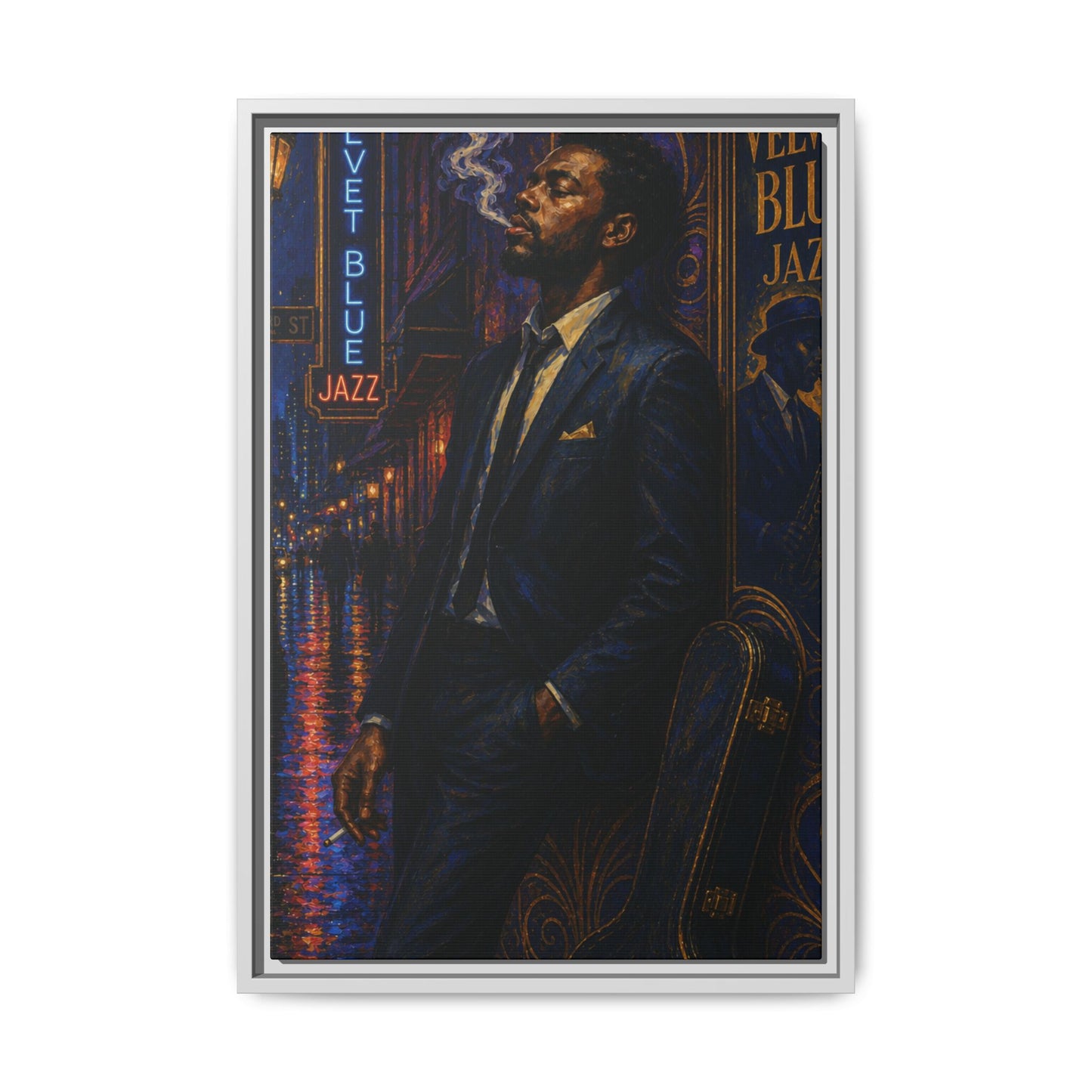 After the Gig Framed Retro Jazz Music Canvas Print