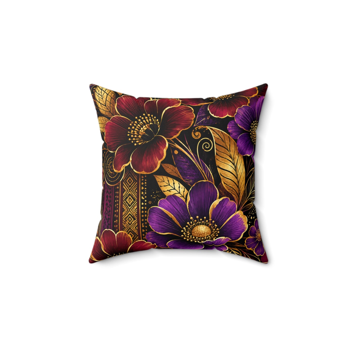 Zuri Garden Decorative Pillow — Rich Burgundy & Purple Garden Accent