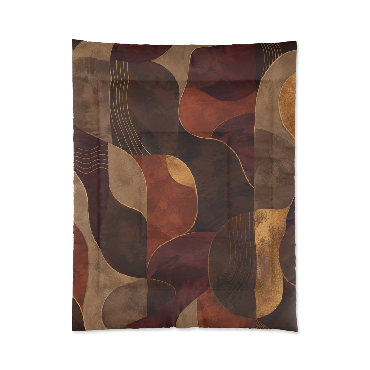 Ember & Earth Comforter — Retro Geometric Bedding in Warm Browns & Rust
