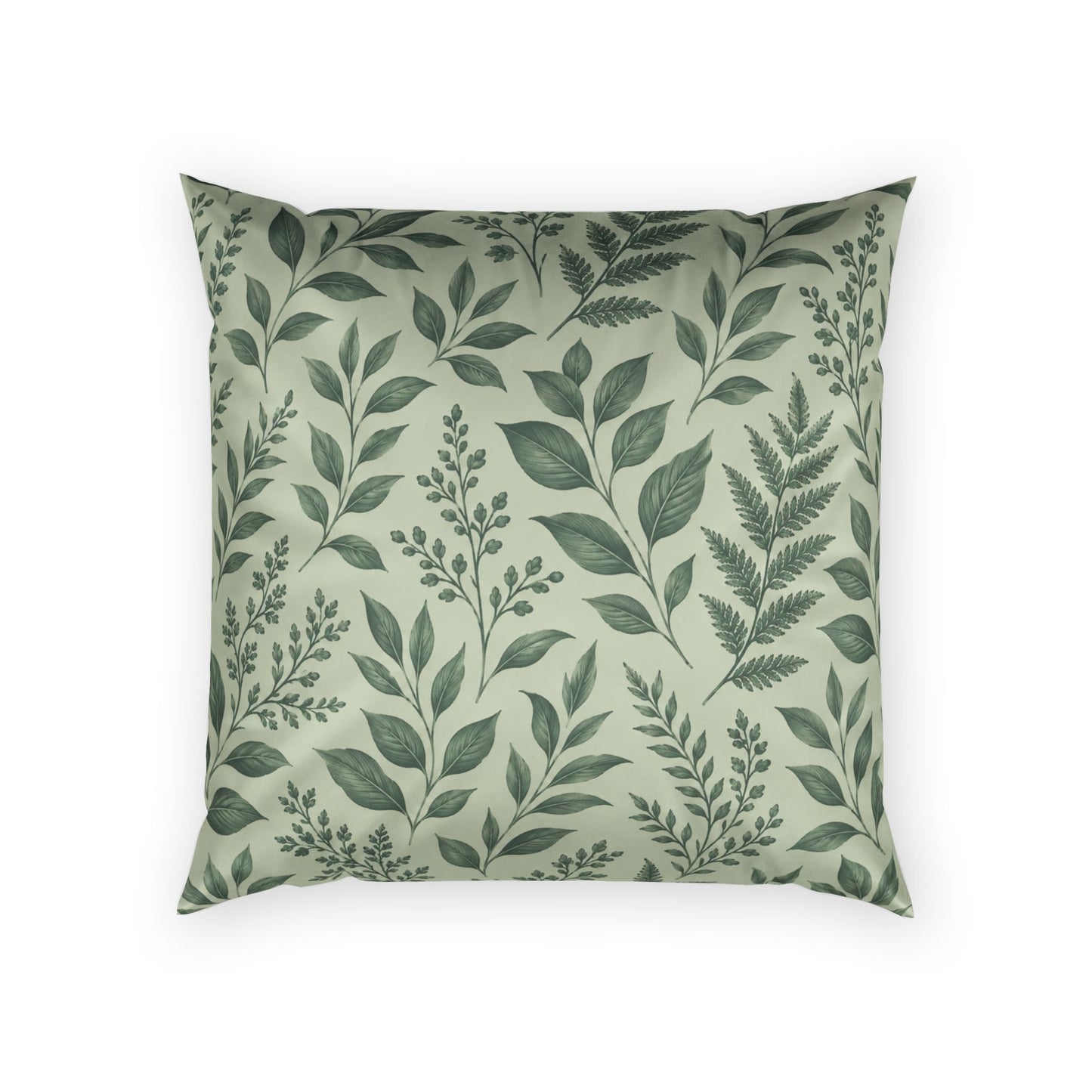 Botanical Green Leaf Velvet Pillow - Decorative Throw Cushion