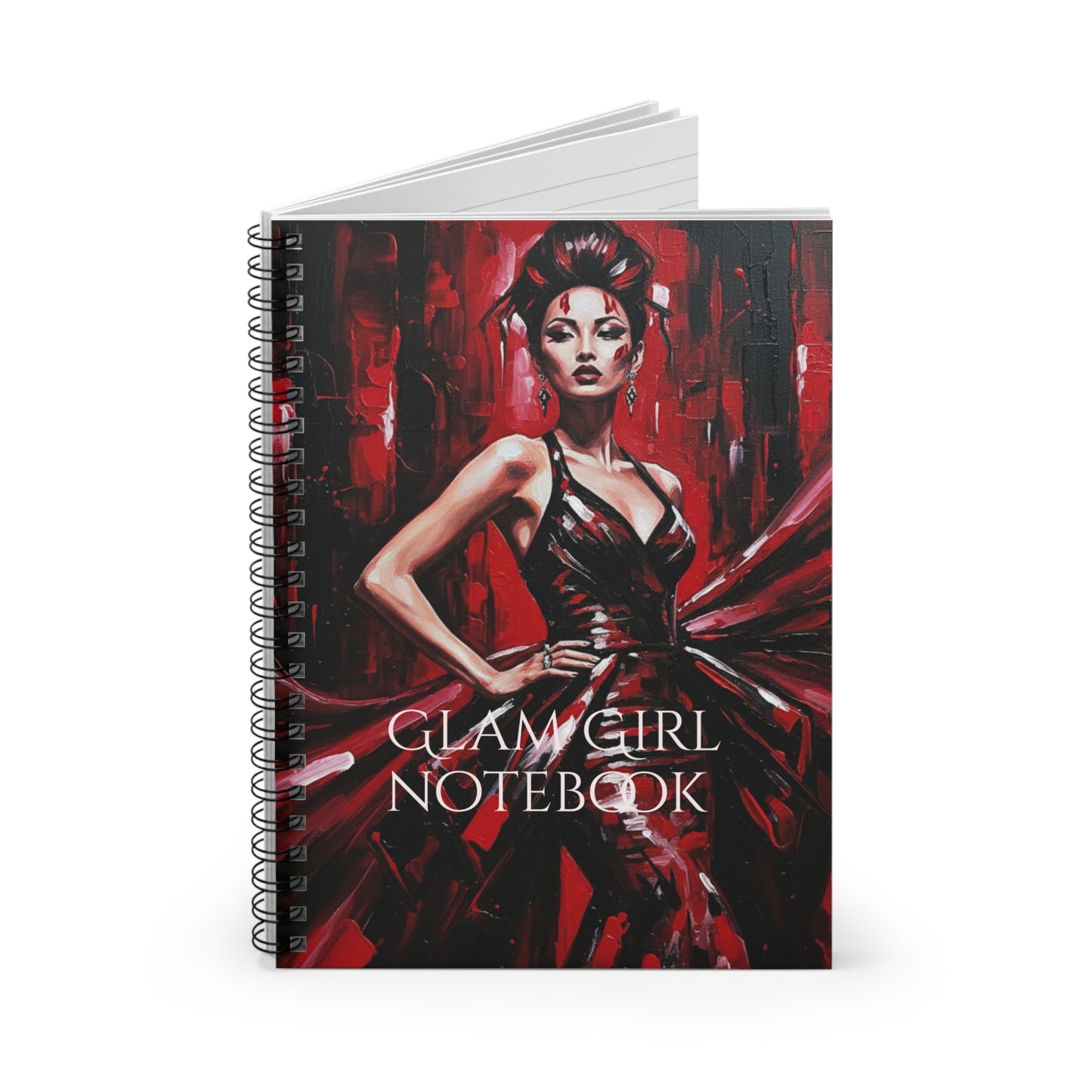 Glam Girl (Red/Black) Spiral Notebook - Ruled Line