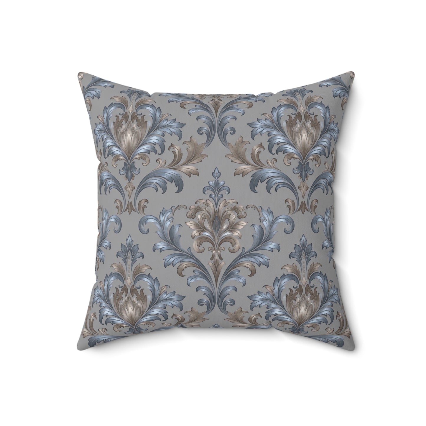 Elegant Blue Gray Damask Throw Pillows