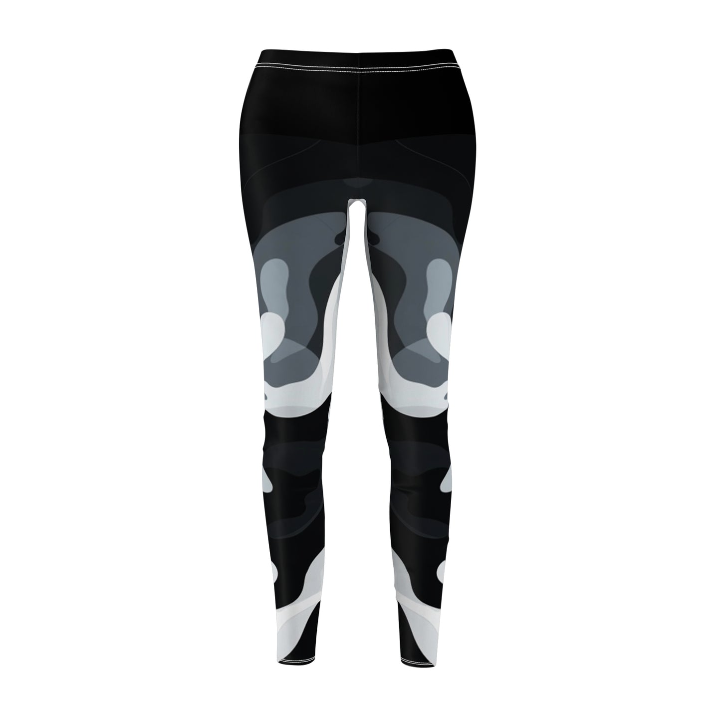Black/Gray Women's Cut & Sew Casual Leggings (AOP)