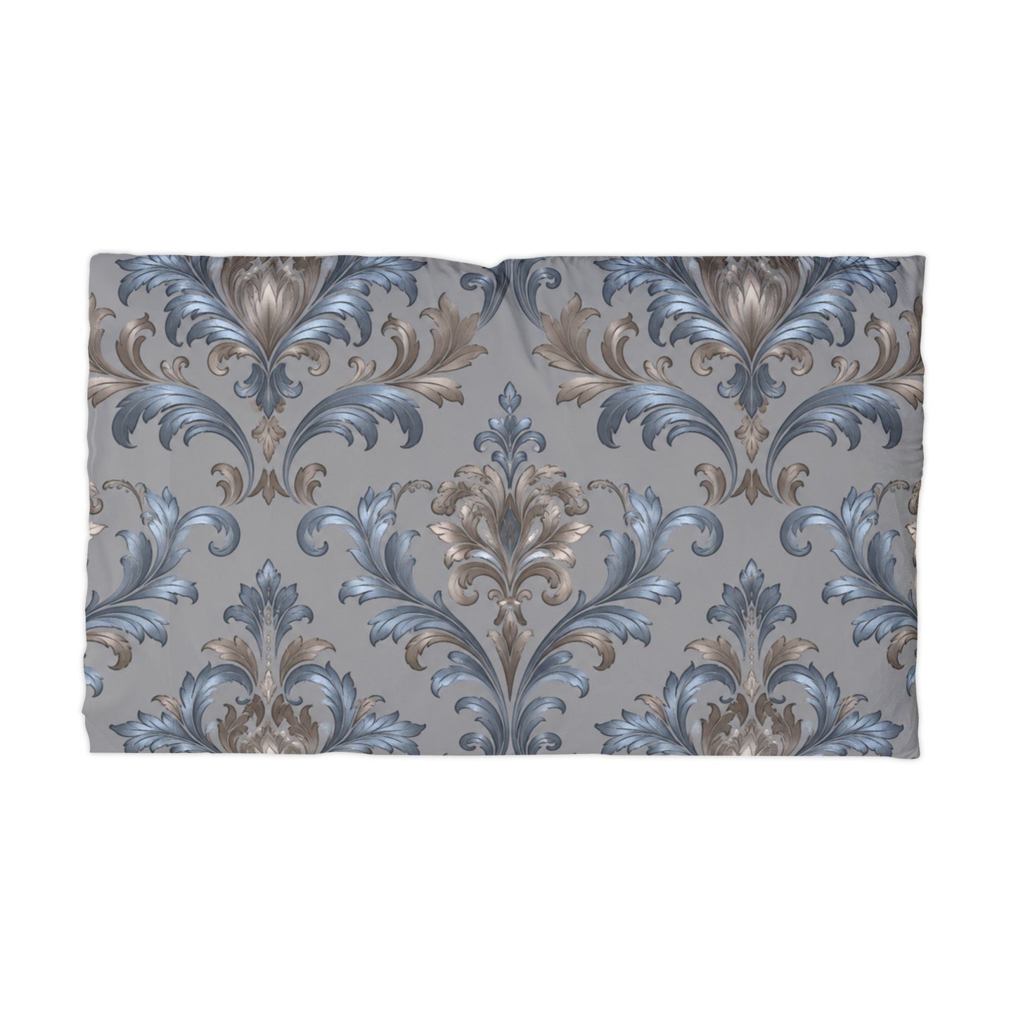 Elegant Blue and Gray Damask Motif Microfiber Pillowcase